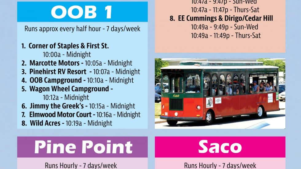 SEASONAL TROLLEYS Schedule Biddeford Saco Old Orchard Beach Transit
